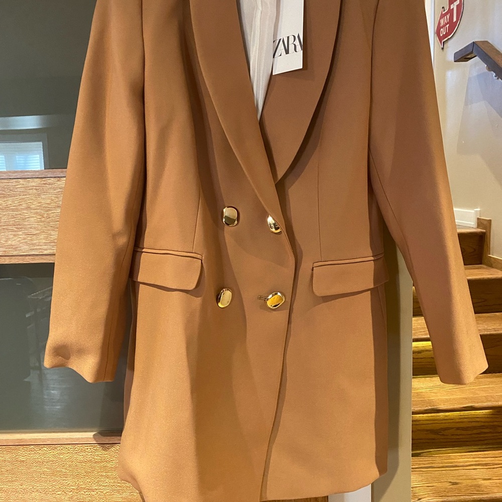 Zara double breasted long blazer